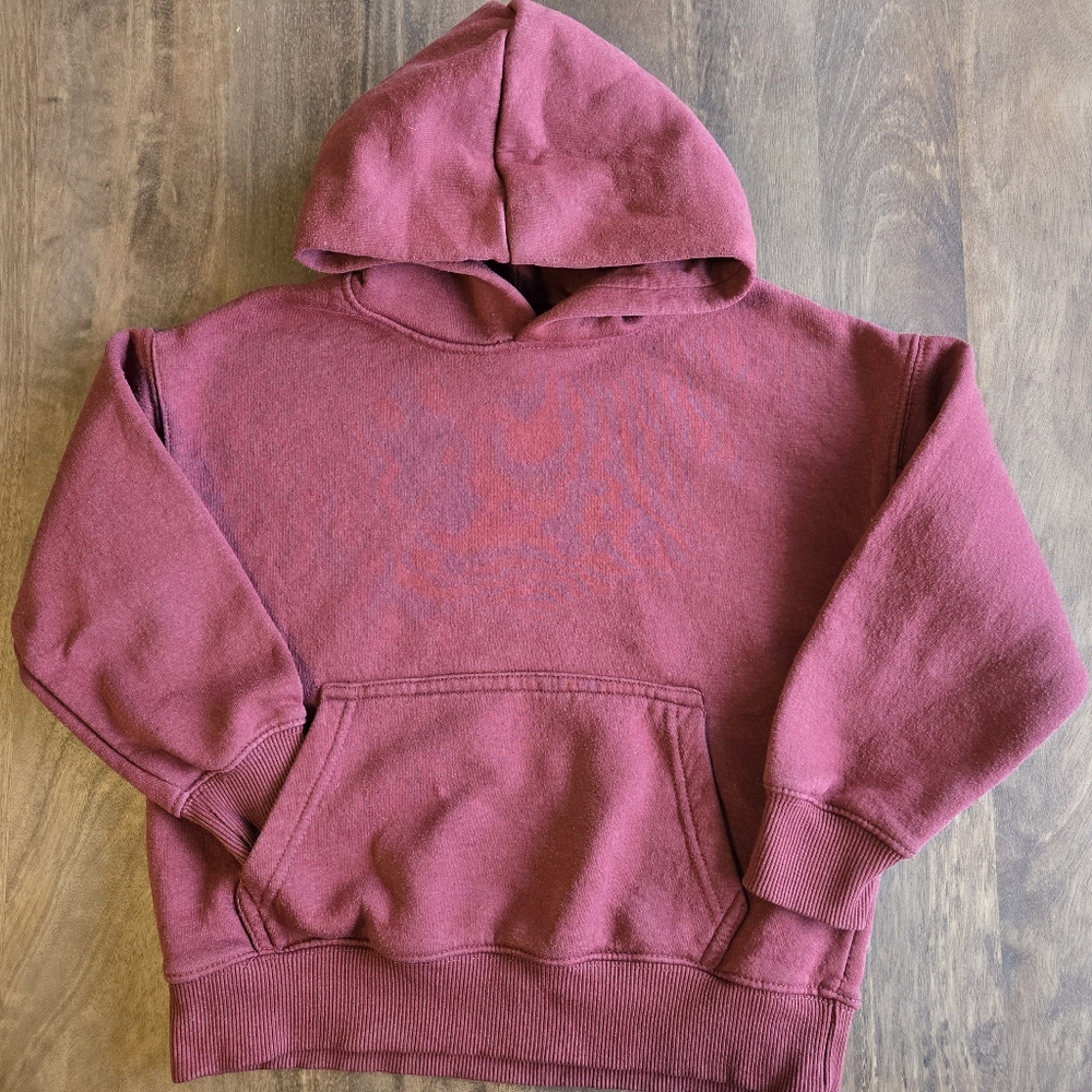Zara Kids Burgundy Red Pullover Hoodie with Front Pockets Size 7